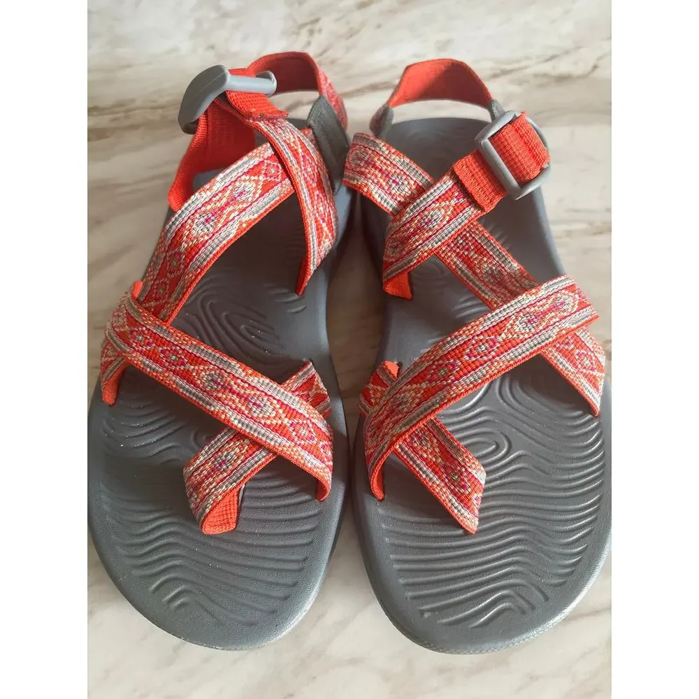 Chaco Z Cloud 2 Orange Gray Strappy Sporty Comfort Sandals Size 7